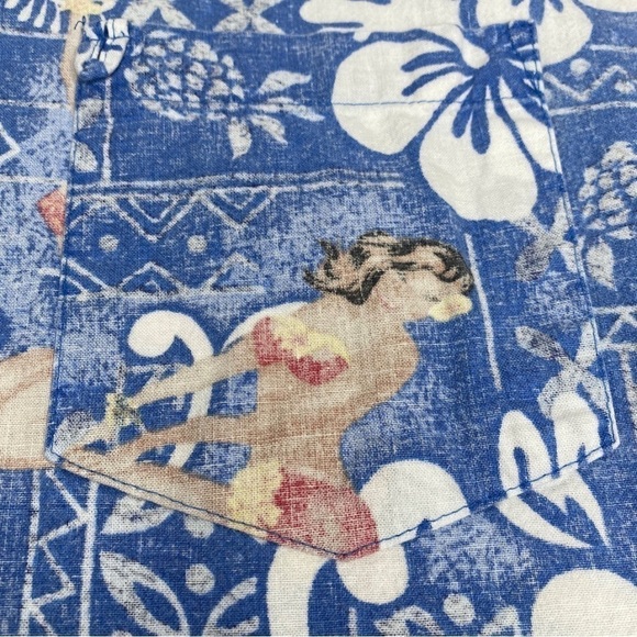 Roundy Bay Vintage Hula Girl Hawaiian Shirt Short Sleeve Button Up Sz L EUC - Picture 6 of 8